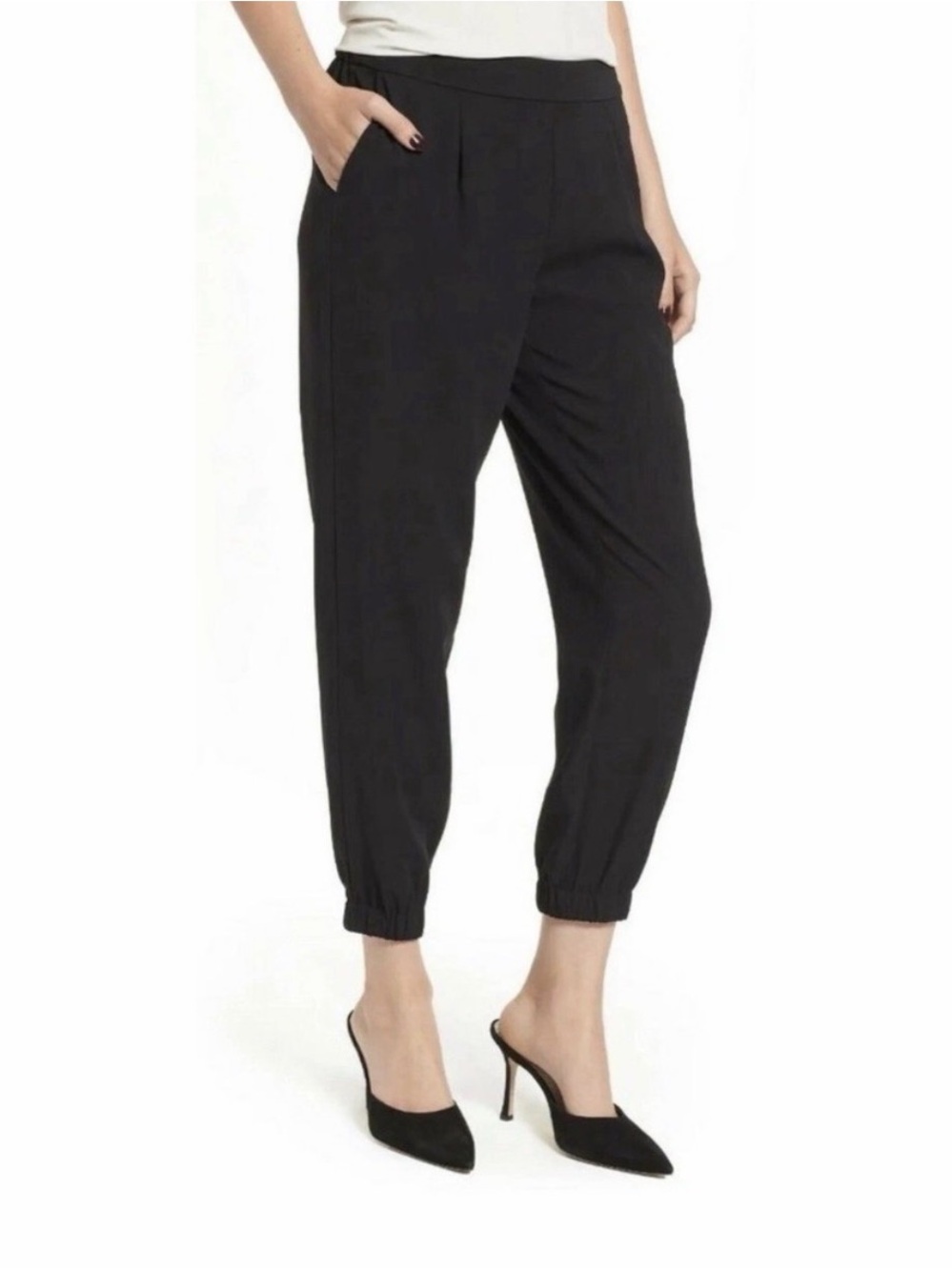 Trouve Black Elastic-Cuff Workwear Jogger Pants